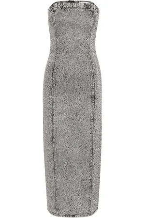 Gestuz Kleedjes, Dames, Grijs, XS, Denim, Vintage Grey Wash Denim Jurk