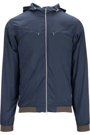 HERNO Jassen, Heren, Blauw, M, Heren Zip Jas met Capuchon