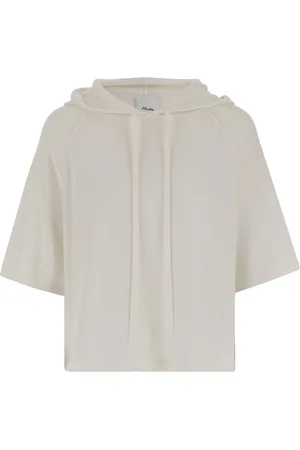 Allude Sweatshirts & Hoodies, Dames, Wit, S, Katoen, Katoenen Blend Knit Hoodie Sweatshirt