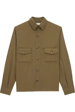 Saint Laurent Jassen, Heren, Groen, L, Katoen, Groen overhemd met knopen en zakken