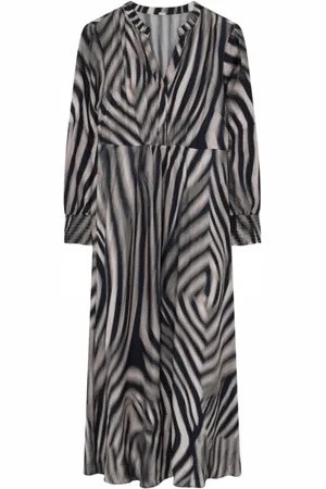 gustav Kleedjes, Dames, Zwart, XS, Lange Jurk Zwart | Zand Smock Manchetten