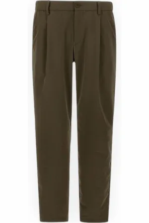 HERNO Broeken, Heren, Groen, M, Katoen, Seersucker Straight-Leg Broek