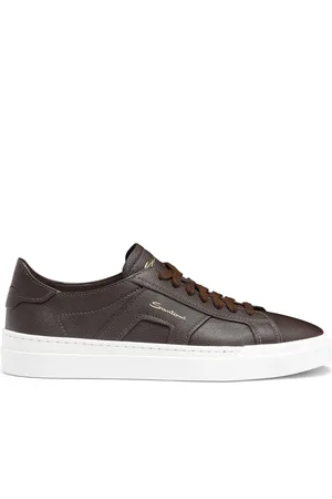 santoni Schoenen, Heren, Bruin, 41 1/2 EU, Leer, Double Buckle Sneakers