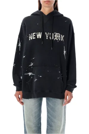 R13 Sweatshirts & Hoodies, Dames, Zwart, M, New York Hoodie - Urban Style