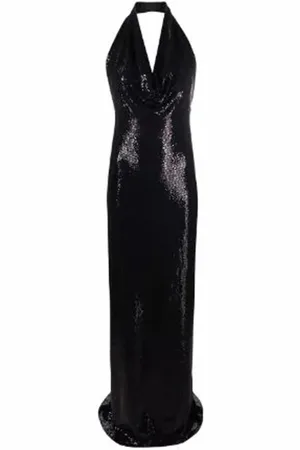 BLANCA Kleedjes, Dames, Zwart, L, Leer, Zwarte Paillet Lange Jurk Vrouwen