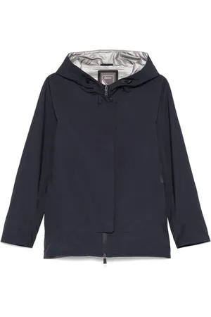 HERNO Jassen, Dames, Blauw, M, Polyester, Waterdichte Jas met Capuchon