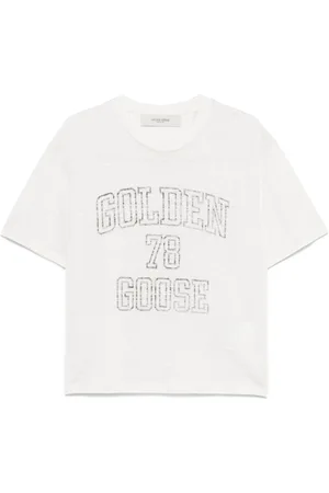 Golden Goose Tops, Dames, Wit, XS, Katoen, logo-print T-shirt