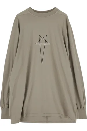 Rick Owens Tops, Heren, Groen, L, Katoen, Long Sleeve T-shirt