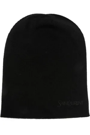 Saint Laurent Accessoires, Dames, Zwart, S, Zwarte Cashmere Gebreide Beanie Muts