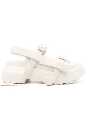Rick Owens Schoenen, Dames, Wit, 41 EU, Leer, Witte Leren Casual Sandalen met Open Teen