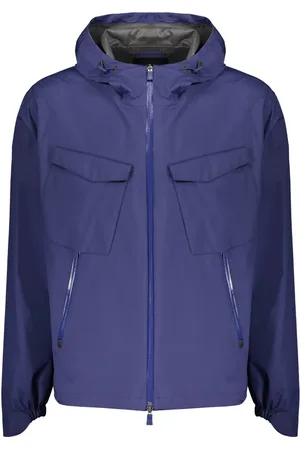 HERNO Jassen, Heren, Blauw, L, Polyester, Verstelbare Jas met Capuchon in Technische Stof