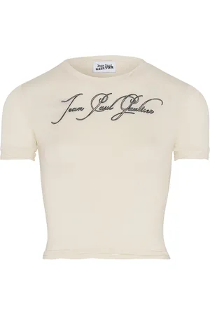 Jean Paul Gaultier Tops, Dames, , XS, Gerimpelde Crew Neck T-shirt