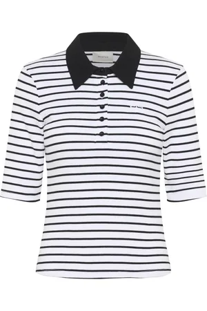 Gestuz Tops, Dames, Wit, XS, Katoen, Gestreept Poloshirt