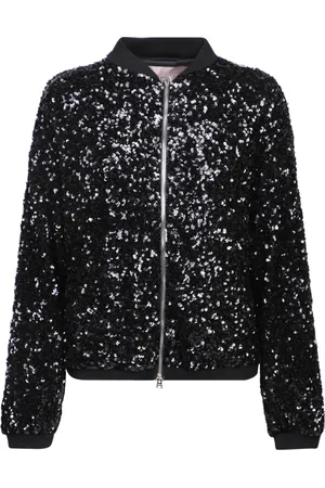 HERNO Jassen, Dames, Zwart, S, Pailletten, Zwarte Sequin Bomber Jacket
