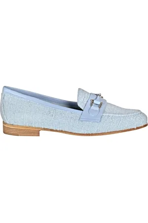ROBERTO FESTA Schoenen, Dames, Blauw, 37 EU, Tweed, Tweed Mocassins met leren details en ronde neus
