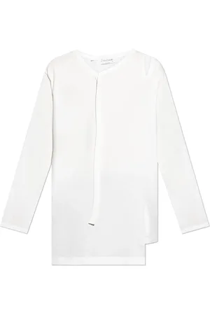 Y-3 Tops, Heren, Wit, L, Katoen, Asymmetrisch langemouwenshirt