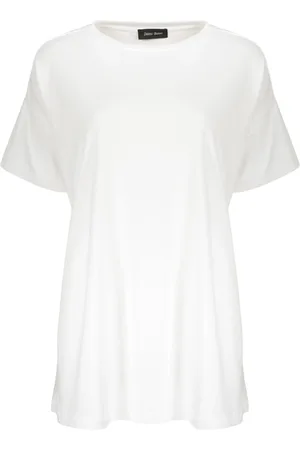 HERNO Tops, Dames, Wit, 3Xs, Katoen, Katoenen T-shirt met ronde hals en trekkoord