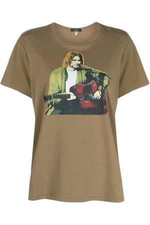 R13 Tops, Dames, Groen, L, Katoen, Concert Boy T-Shirt