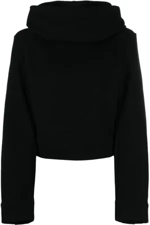 Saint Laurent Sweatshirts & Hoodies, Dames, Zwart, L, Katoen, Zwarte Hooded Sweatshirt met Gewatteerde Schouders