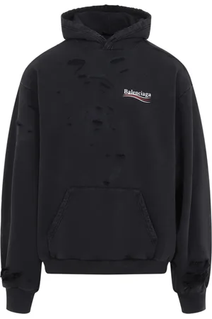 Balenciaga Sweatshirts & Hoodies, Heren, Zwart, S, Katoen, Zwarte zwarte sweater, stijlvol, eigentijds en onmisbaar