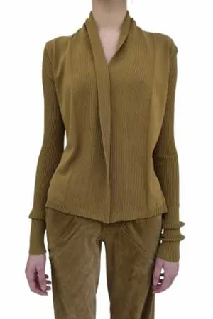 Rick Owens Truien, Dames, Groen, L, Polyester, Korte Viscose Wikkel Cardigan Naska