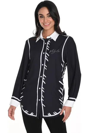 Frank Lyman Blouses & Shirts, Dames, Zwart, M, Polyester, Elegante zwart/witte blouse met print