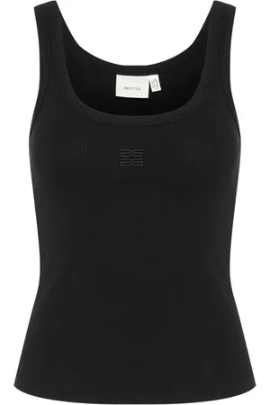 Gestuz Tops, Dames, Zwart, S, Katoen, Zwart Logo Top 2.0 T-Shirt