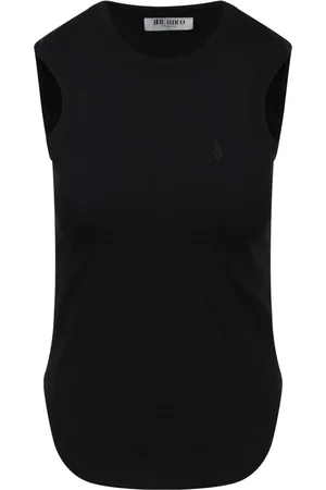 The Attico Tops, Dames, Zwart, S, Katoen, Geborduurd logo tanktop