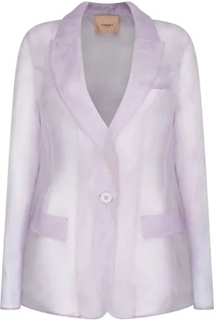 Twin-Set Jassen, Dames, Paars, XL, Organza, Doorschijnende Organza Blazer in Lila