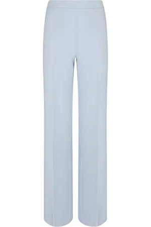 Twin-Set Broeken, Dames, Blauw, L, Leer, Blauwe Flare Broek Hoge Taille Rits