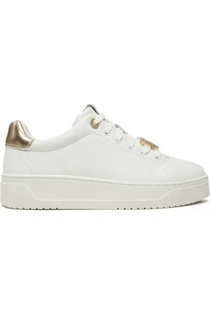 Guess Schoenen, Dames, Wit, 38 EU, Leer, Strass Logo Sneaker