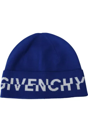 Givenchy Accessoires, unisex, Blauw, ONE Size, Wol, Chique Kobaltblauwe Wollen Beanie met Logo Detail