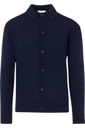 Paolo Pecora Truien, Heren, Blauw, XL, Katoen, Blauwe Gebreide Shirt