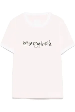 Givenchy Tops, Dames, Roze, S, Katoen, Logo Bedrukte Crewneck T-Shirt