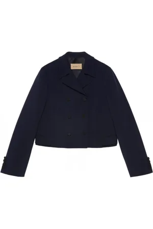 Gucci Mantels, Dames, Blauw, S, Wol, Mohair Cropped Jas