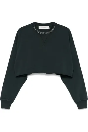Golden Goose Sweatshirts & Hoodies, Dames, Zwart, L, Katoen, Zwarte Trui met Kristallen Versiering