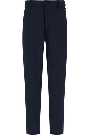 HERNO Broeken, Heren, Blauw, 2Xl, Wol, Blauwe Broek met Elastische Taille
