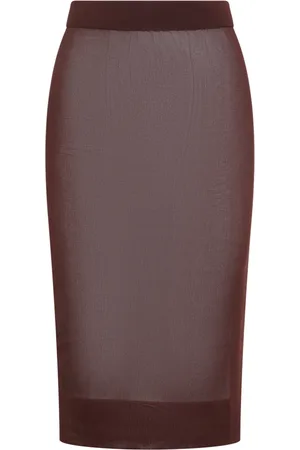 Saint Laurent Rokken, Dames, Bruin, S, Pruimenkleurige midi-rok