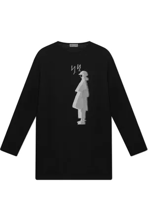 Y-3 Tops, Heren, Zwart, L, Katoen, Lange mouw T-shirt