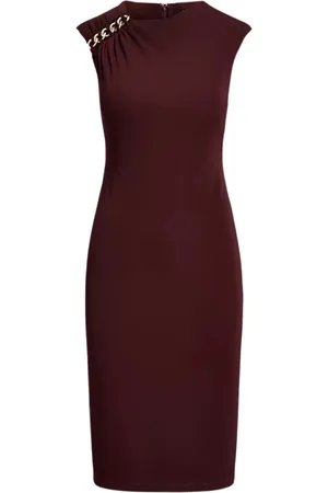 Ralph Lauren Kleedjes, Dames, Rood, S, Leer, Burgundy Cocktailjurk