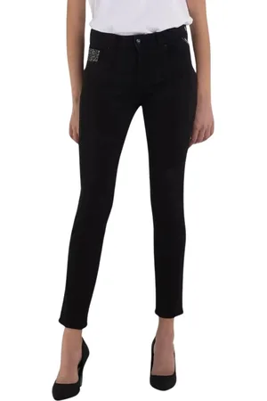 Replay Jeans, Dames, Zwart, W26 L32, Katoen, High-Waisted Stretchy Slim Fit Jeans