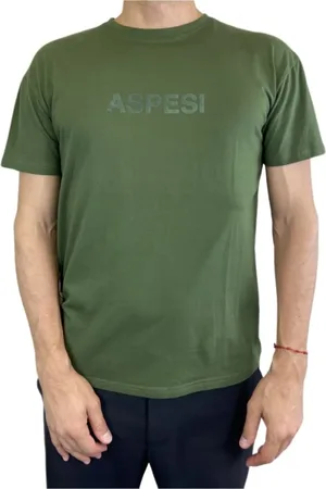 Aspesi Tops, Heren, Groen, 2Xl, Katoen, Groen T-shirt met Korte Mouwen
