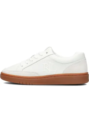 Ralph Lauren Schoenen, Dames, Wit, 42 EU, Leer, Hailey 6 Lage Sneakers met Veters