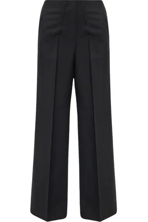 Givenchy Broeken, Dames, Zwart, S, Wol, Wijde Pijpen Broek