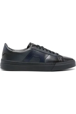 santoni Schoenen, Heren, Blauw, 44 EU, Leer, Blauwe leren sneakers met veters