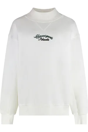 Rhude Truien, Dames, Wit, M, Katoen, Katoenen sweatshirt met logo detail