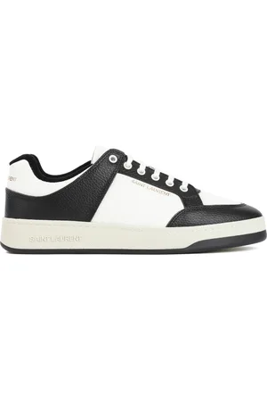 Saint Laurent Schoenen, Heren, Zwart, 44 EU, Leer, Gegranuleerd Leren Vetersneakers