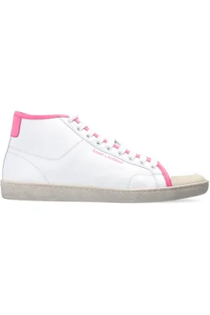 Saint Laurent Schoenen, Dames, Wit, 37 EU, Leer, Logo Mid-Top Sneakers