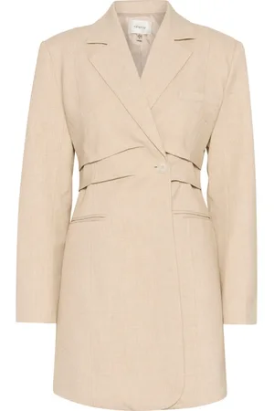 Gestuz Kleedjes, Dames, , M, Polyester, Elegante Blazer Jurk Light Sand Melange