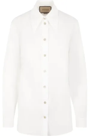 Gucci Blouses & Shirts, Dames, Wit, S, Katoen, Overhemd van katoen met knopen